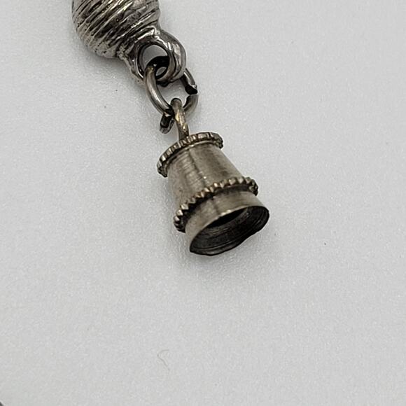 Sterling Silver Textured Ribbed Barrel Bead Clasp Necklace Fashion Jewelry - Picture 9 of 12